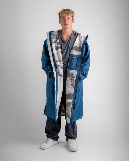 Dryrobe Advance Long Sleeve Changing Robe - Deep Sea Blue / Sand Camo