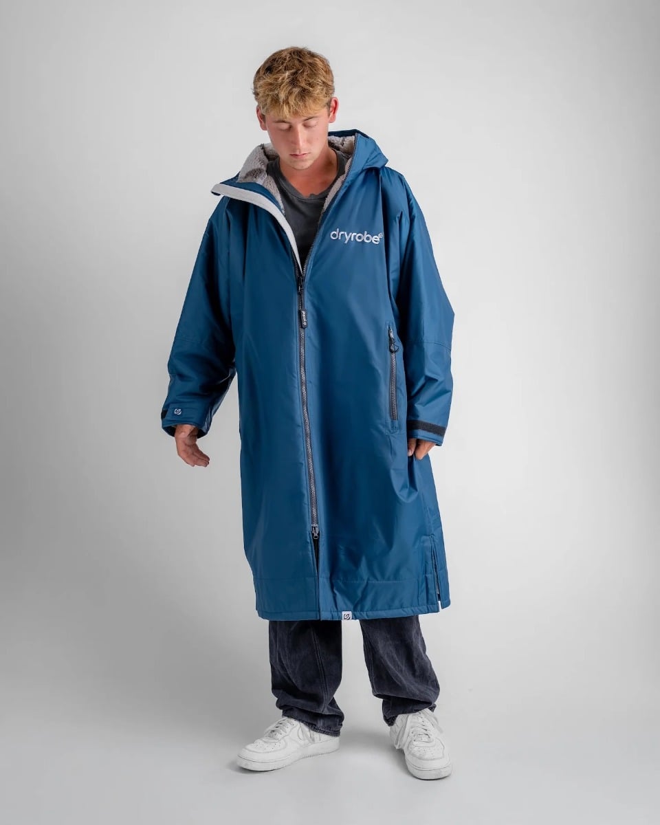 Dryrobe Advance Long Sleeve Changing Robe - Deep Sea Blue / Sand Camo