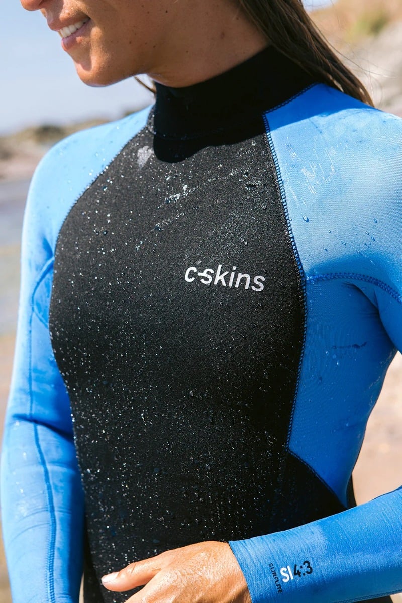 C Skins Surflite 4/3mm Women's GBS Back Zip Wetsuit - Black/Tie Dye Blue