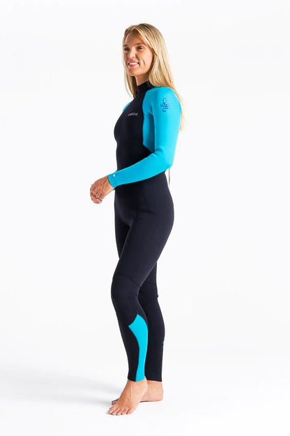 C Skins Women's Surflite GBS Back Zip 3/2mm Wetsuit - Black/Cyan/Azure
