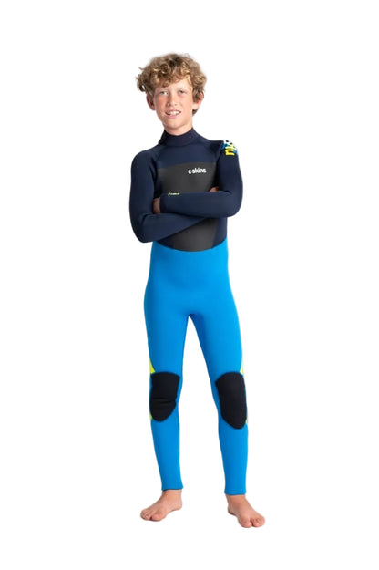 C-Skins Legend 4/3mm Youth Back Zip Wetsuit - Cyan/Slate - Front