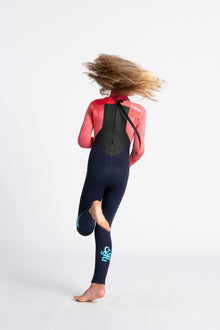C Skins Legend 4/3mm Back Zip Girls Wetsuit 2024 - Slate/Coral/Tie Dye
