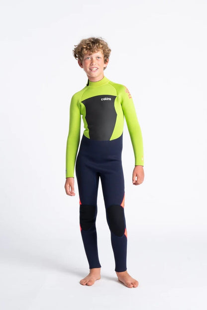 C Skins Legend 4/3mm GBS Kids Wetsuit - Slate Navy / Lime