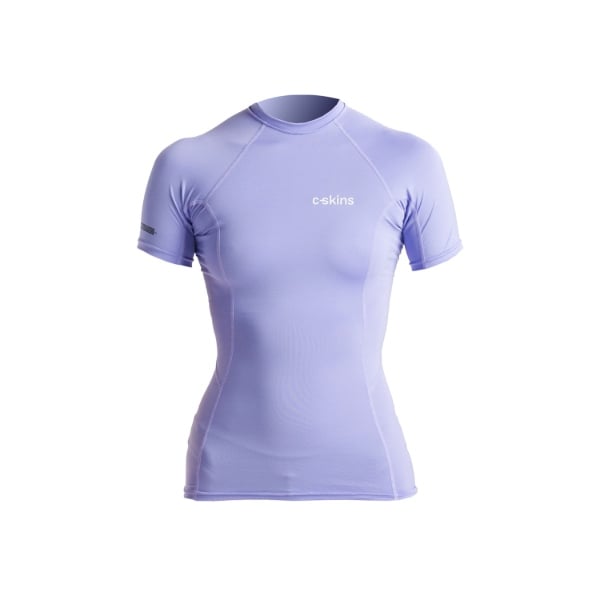 C-Skins NuWave UV Skins Basics Womens Short Sleeve Rash Vest in Lilac/White