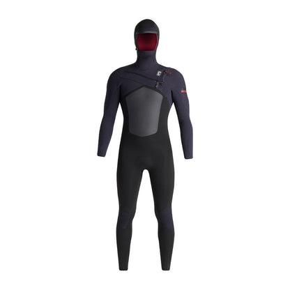C-Skins NuWave ReWired 6/5mm Mens Chest Zip Hooded Wetsuit - Black/Black X/ Rust