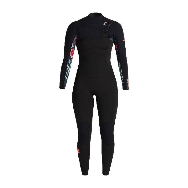 C-Skins NuWave Solace 4/3mm Womens GBS Chest Zip Wetsuit in Raven Black / Black X