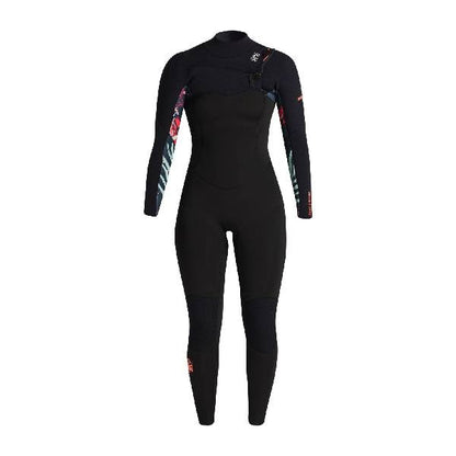 C-Skins NuWave Solace 4/3mm Womens GBS Chest Zip Wetsuit in Raven Black / Black X