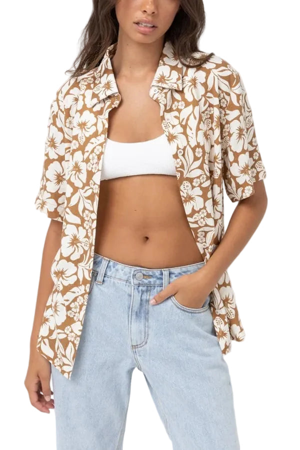 Rhythm Pacific Short Sleeve Shirt in Golden