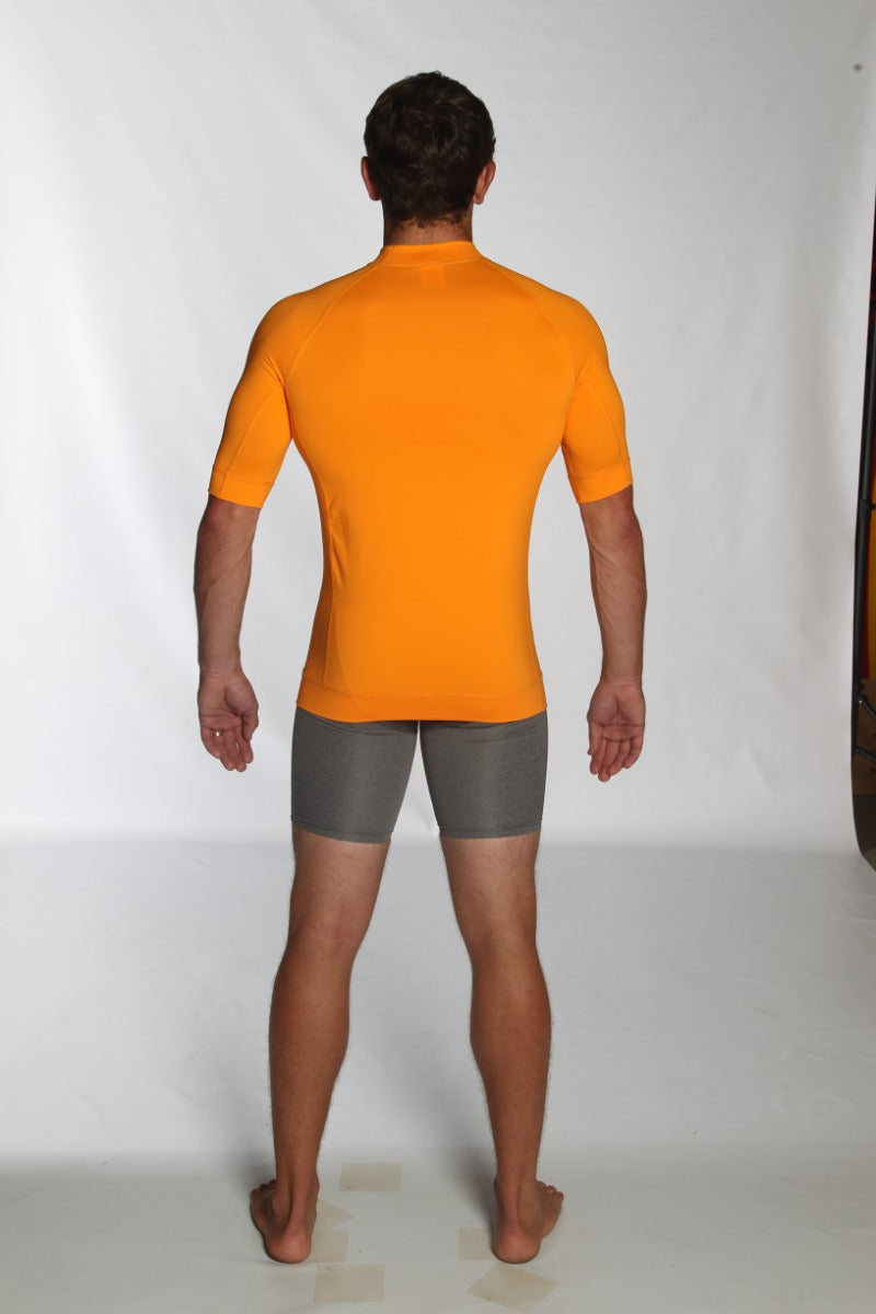 C Skins UV Junior Short Sleeve Blank Rash Vest - Orange - back