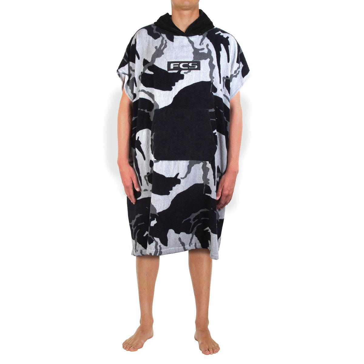 FCS Junior Changing Towel Poncho - Grey Camo/Black