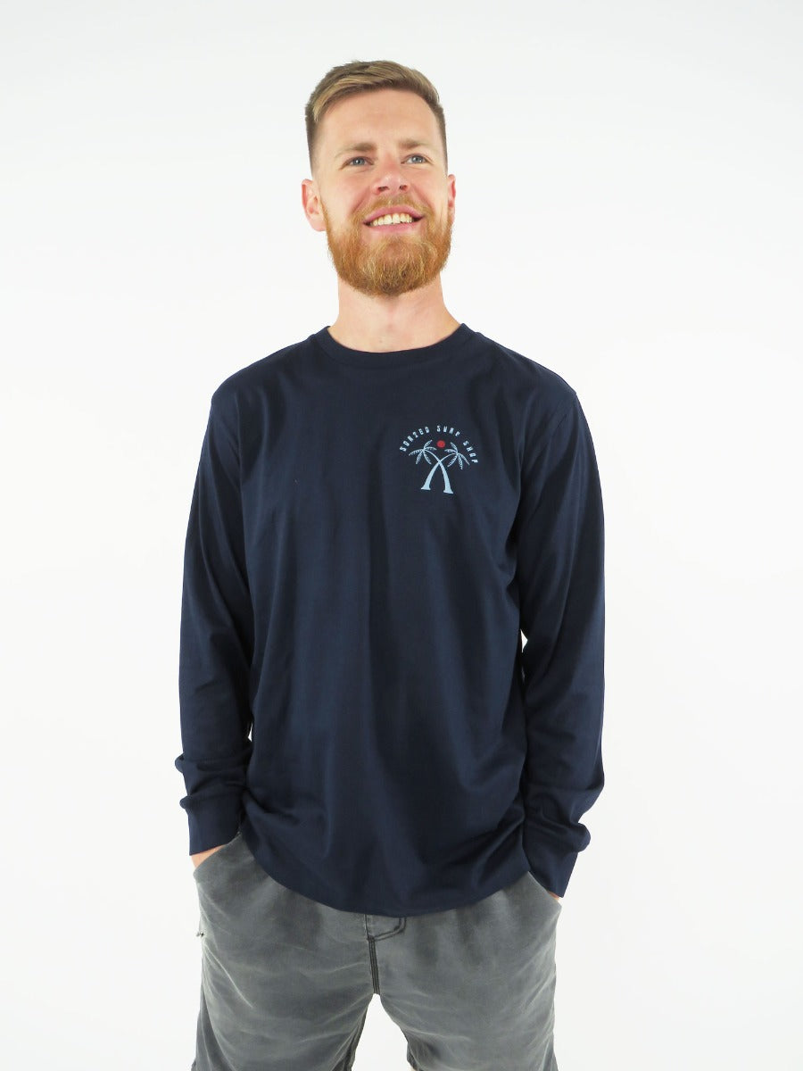 Sorted Surf Shop Crossed Palms Long Sleeve T-Shirt - French Navy