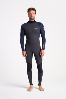 C-Skins NuWave Element 3/2mm Mens Back Zip Wetsuit in Anthracite / Slate / Saffron