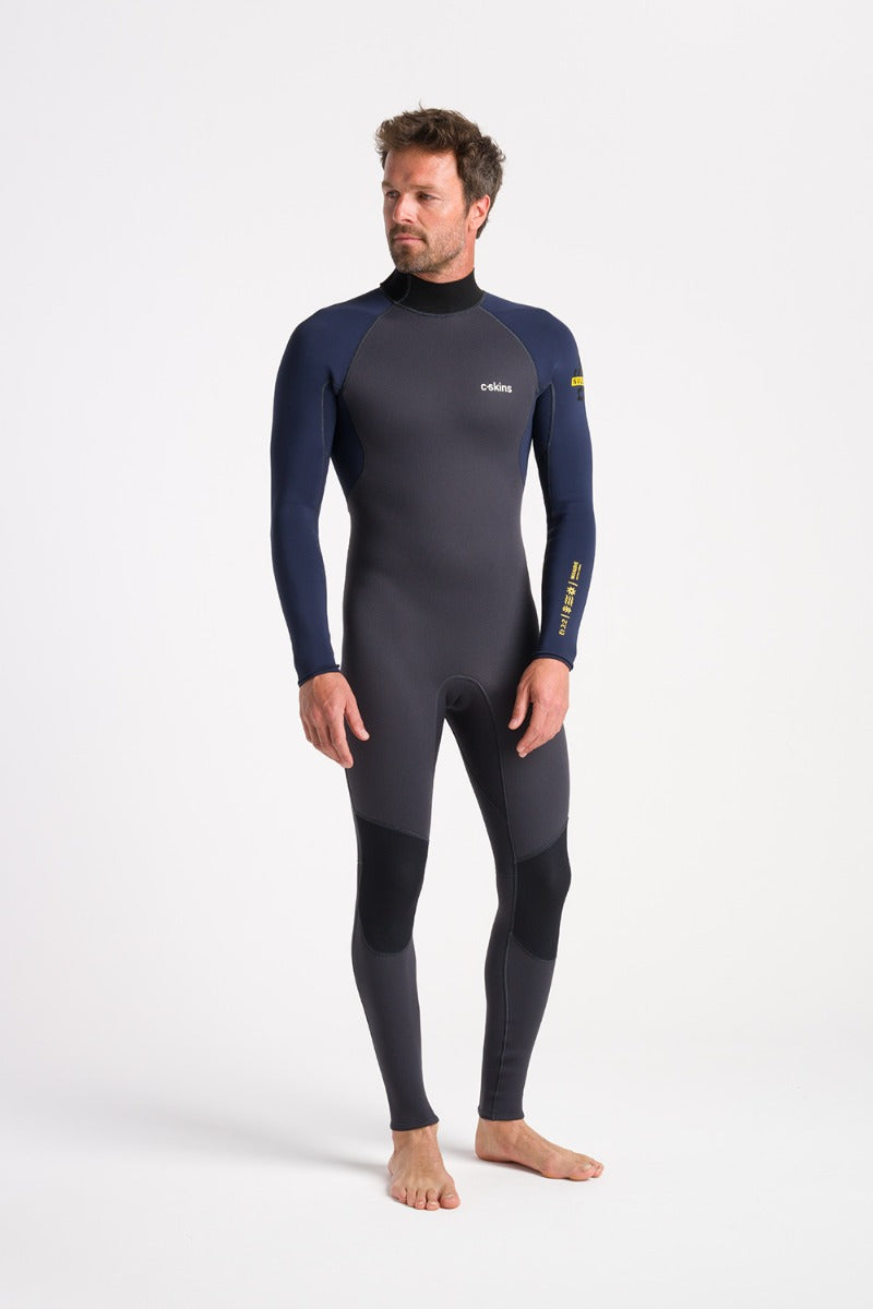 C-Skins NuWave Element 3/2mm Men's Back Zip Wetsuit 2025 - Anthracite / Slate / Saffron