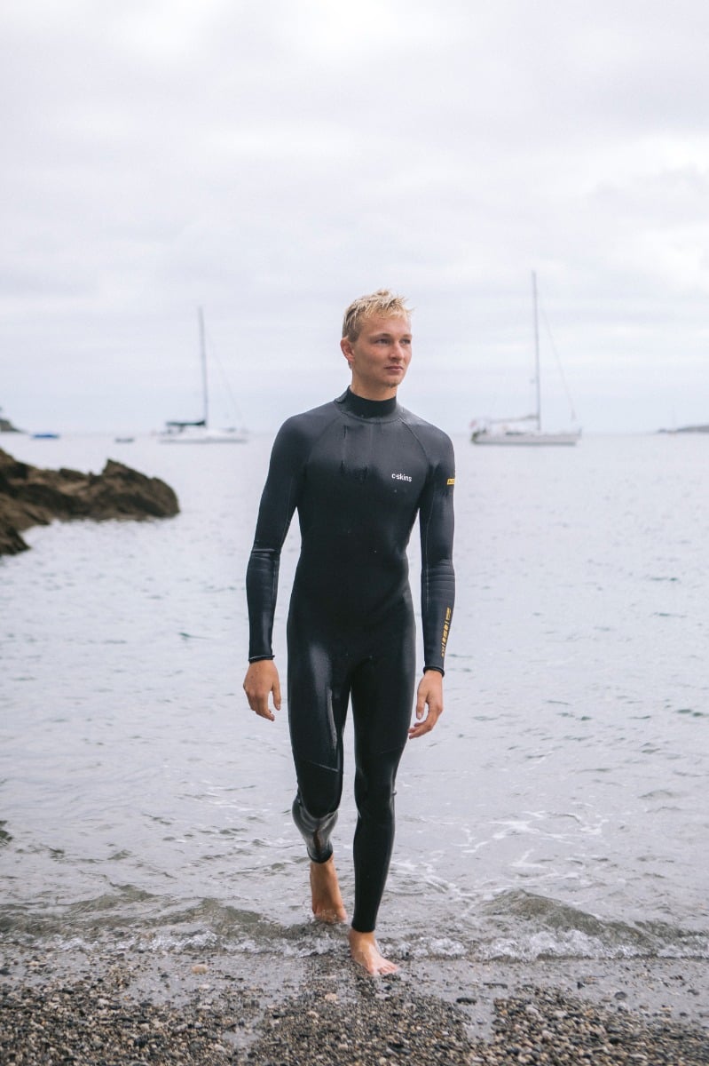C-Skins NuWave Element 3/2mm Men's Back Zip Wetsuit 2025 - Anthracite / Slate / Saffron