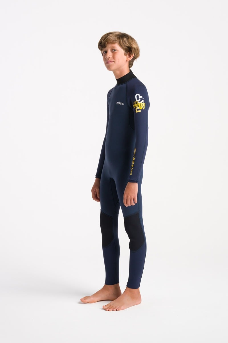 C-Skins NuWave Element 3/2mm Junior Back Zip Summer Wetsuit - Bluestone / Slate / Multi