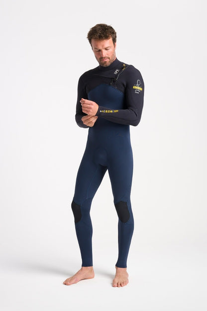 C-Skins NuWave Session 4/3mm Men's GBS Chest Zip Wetsuit 2025 - Black / Bluestone X / Saffron