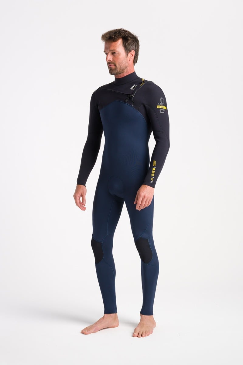 C-Skins NuWave Session 4/3mm Men's GBS Chest Zip Wetsuit 2025 - Black / Bluestone X / Saffron