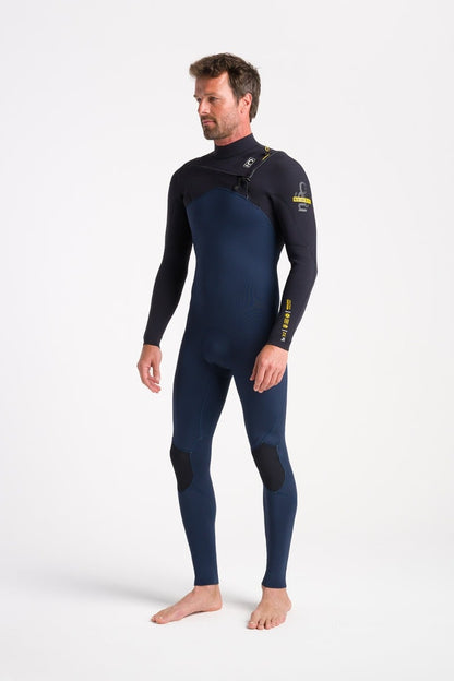 C-Skins NuWave Session 4/3mm Men's GBS Chest Zip Wetsuit 2025 - Black / Bluestone X / Saffron