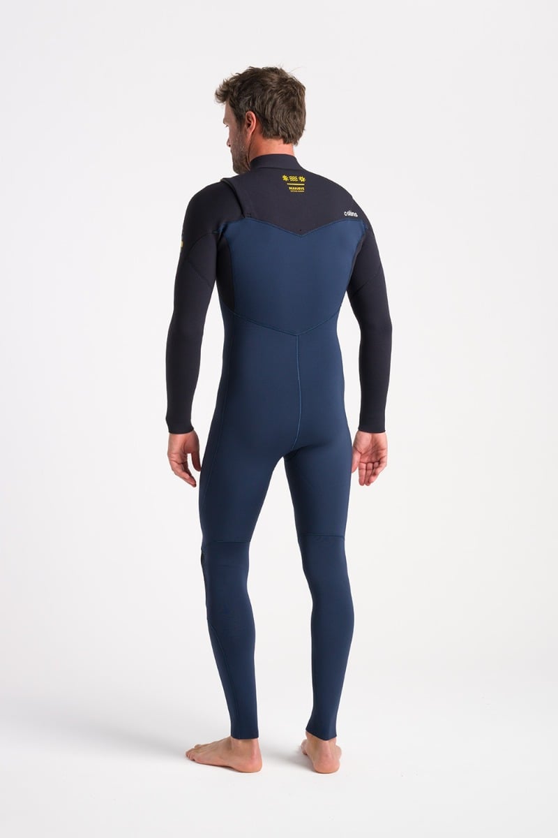 C-Skins NuWave Session 4/3mm Men's GBS Chest Zip Wetsuit 2025 - Black / Bluestone X / Saffron