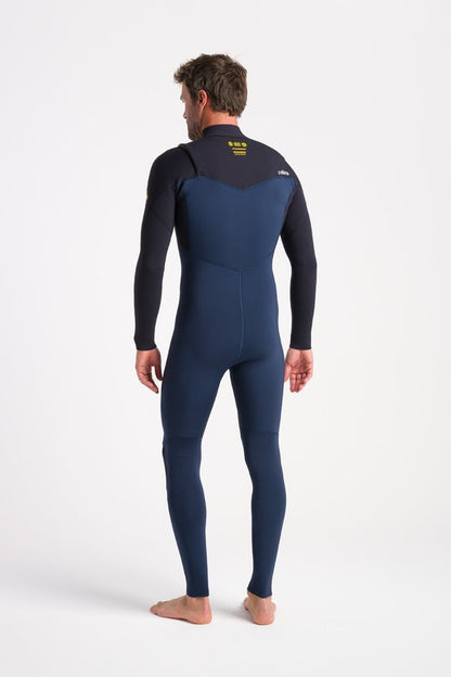 C-Skins NuWave Session 4/3mm Men's GBS Chest Zip Wetsuit 2025 - Black / Bluestone X / Saffron