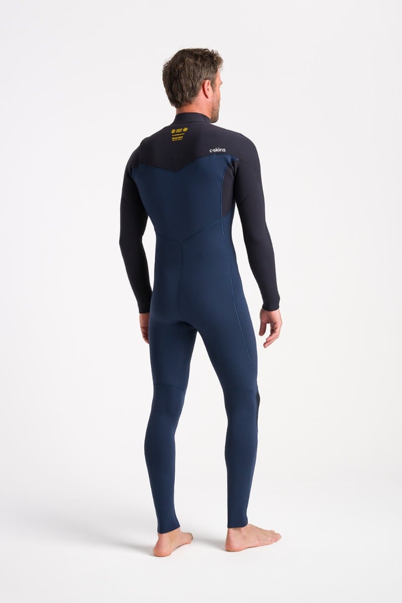 C-Skins NuWave Session 4/3mm Men's GBS Chest Zip Wetsuit 2025 - Black / Bluestone X / Saffron