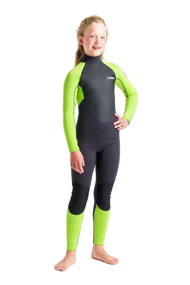 C Skins Element 3/2mm Back Zip Kids Wetsuit - Lime
