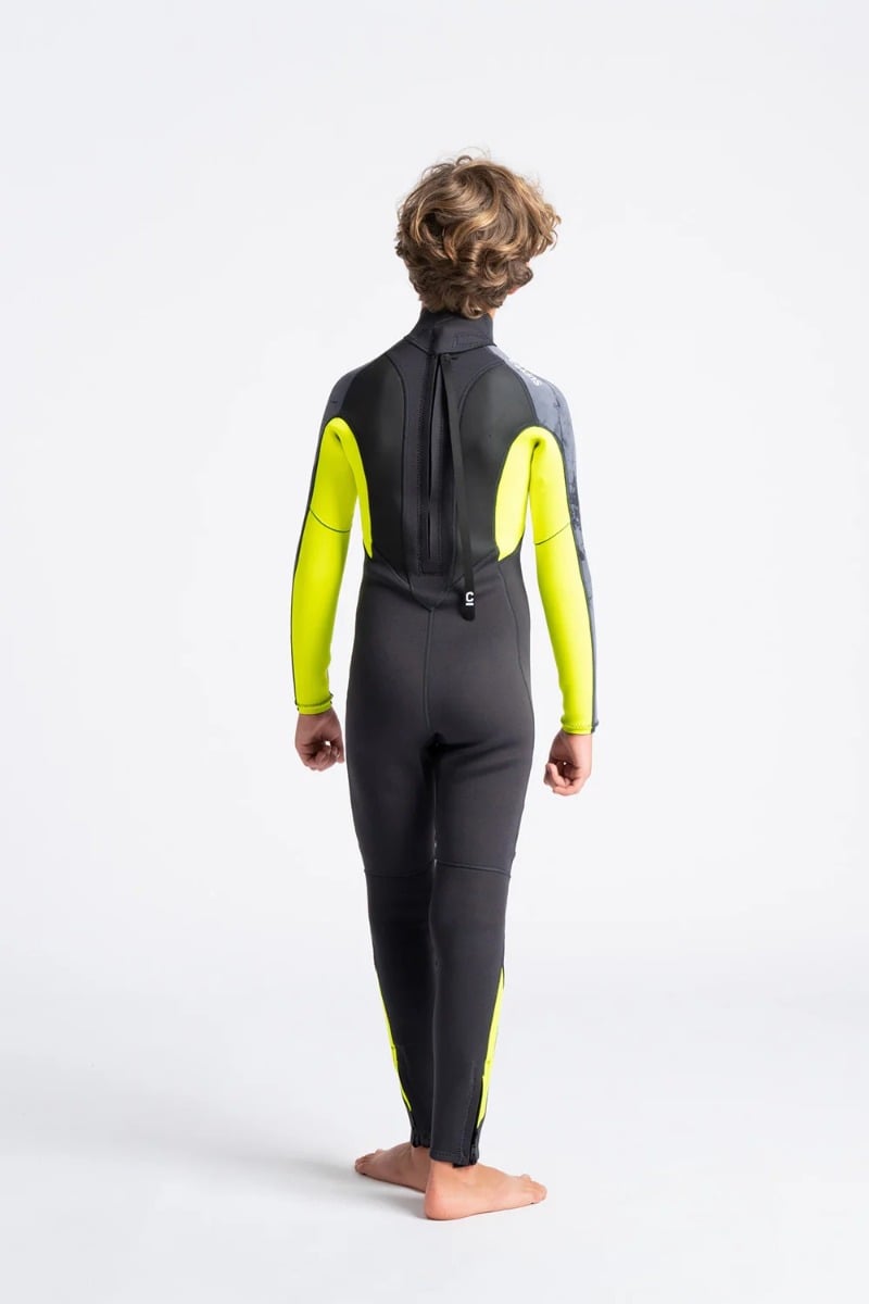 C Skins Elements 3/2mm Junior Back Zip Wetsuit 2026 - Anthracite/ Yellow