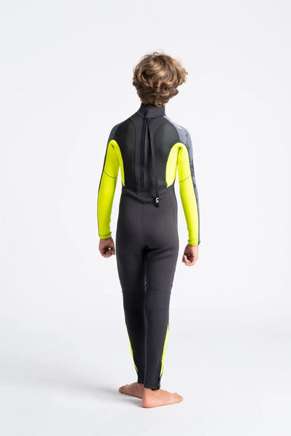 C Skins Elements 3/2mm Junior Back Zip Wetsuit 2026 - Anthracite/ Yellow