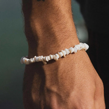 Pineapple Island Shell Beaded Anklet - White