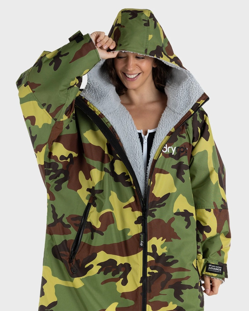 Dryrobe Advance Long Sleeve Changing Robe - Camo / Grey