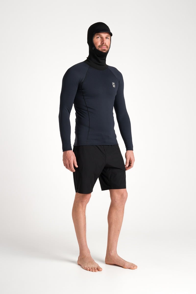 C-Skins HDi Skins Mens Long-Sleeved Hooded Rash Vest in Black