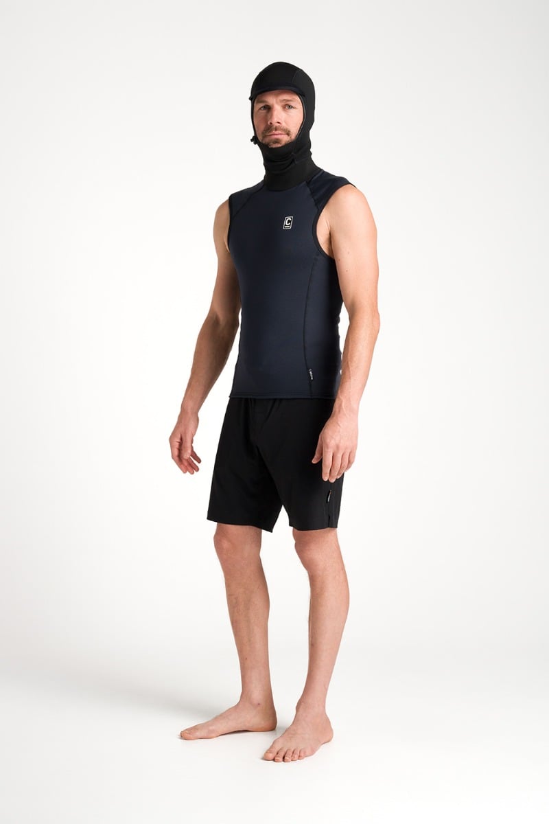C-Skins HDi Skins Mens Hooded Thermal Rash Vest in Black
