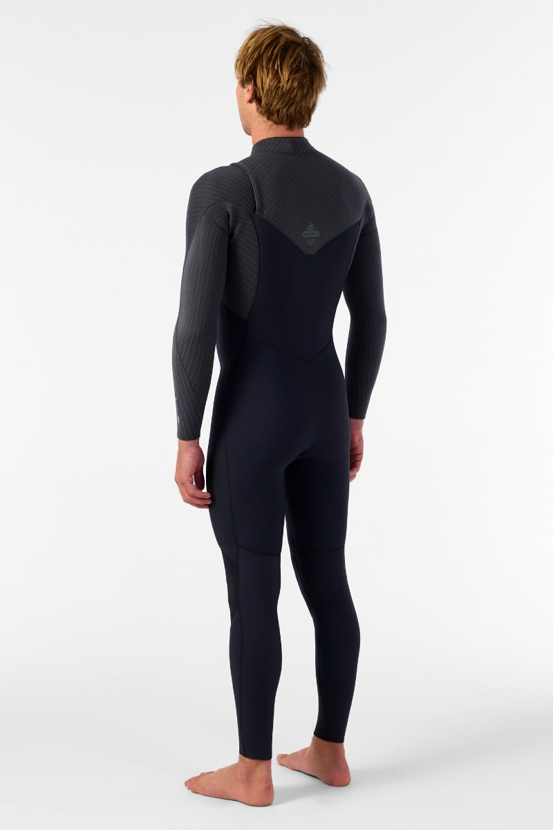 O'Neill Hyperfreak 4/3mm+ Chest Zip Wetsuit 2026 - Black / Tempered Steel