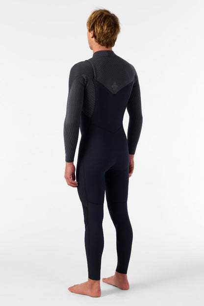 O'Neill Hyperfreak 4/3mm+ Chest Zip Wetsuit 2026 - Black / Tempered Steel