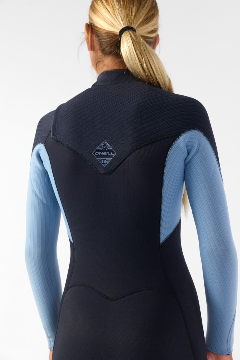 O'Neill Womens Hyperfreak 5/4+mm Chest Zip Winter Wetsuit 2026 - Black / Faded Denim