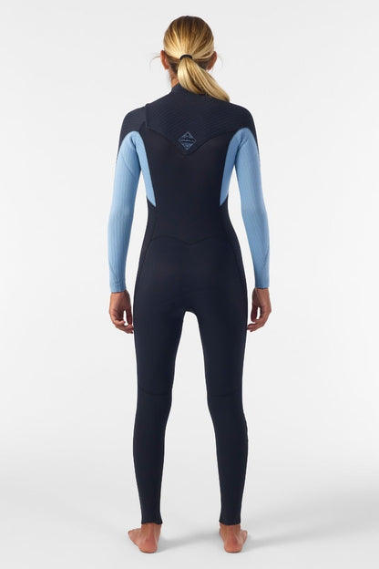 O'Neill Womens Hyperfreak 5/4+mm Chest Zip Winter Wetsuit 2026 - Black / Faded Denim