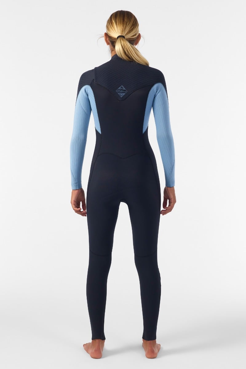 O'Neill Womens Hyperfreak 4/3+mm Chest Zip Wetsuit (UK 10) SAMPLE - Black/Faded Denim