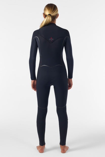 O'Neill Womens Hyperfreak Fire 5/4+mm Chest Zip Winter Wetsuit 2026 - Black