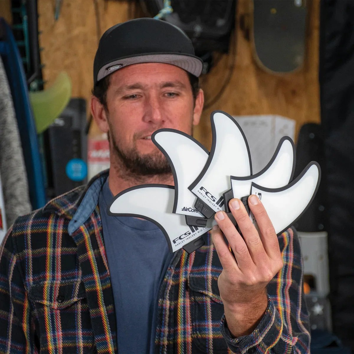 FCS II Harley Mid PC Tri-Quad Fin Set - Large - White