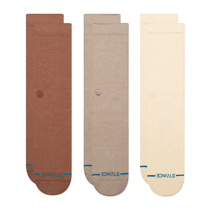 Stance Icon Crew Socks (3pcs) - Brown