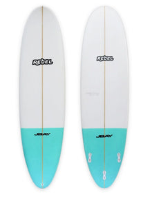 Rebel Mini Mal Surfboard - Light Blue Tail Dip - Full View
