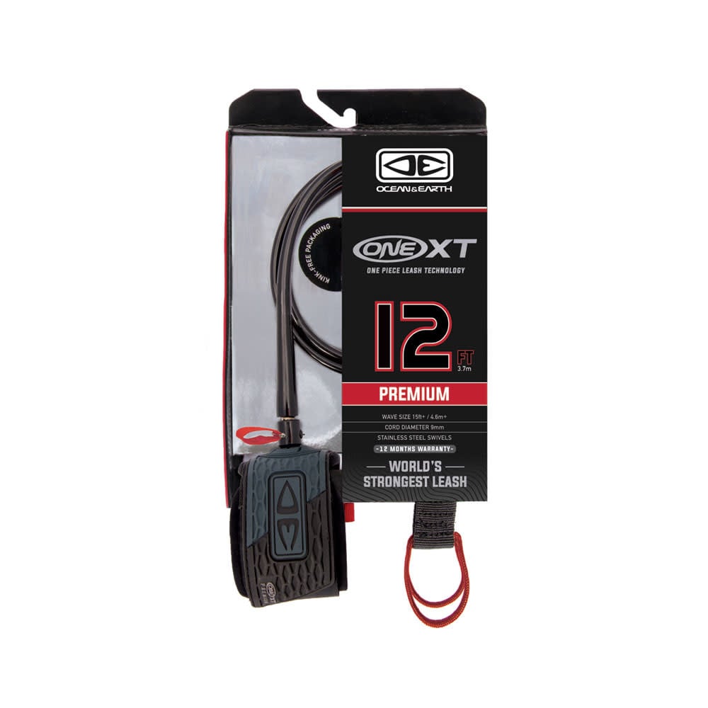 Ocean & Earth One XT 12ft Premium Leash - Black