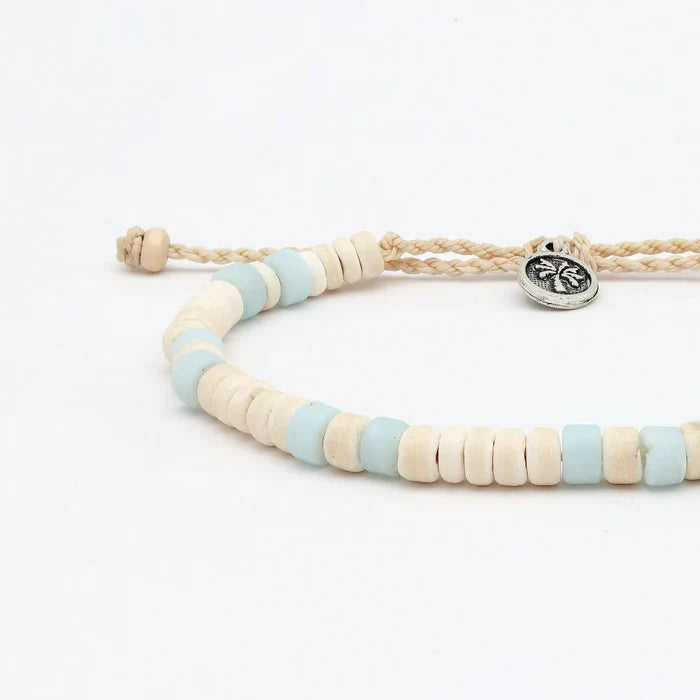 Pineapple Island Frosted Glass & Coconut Bead Anklet