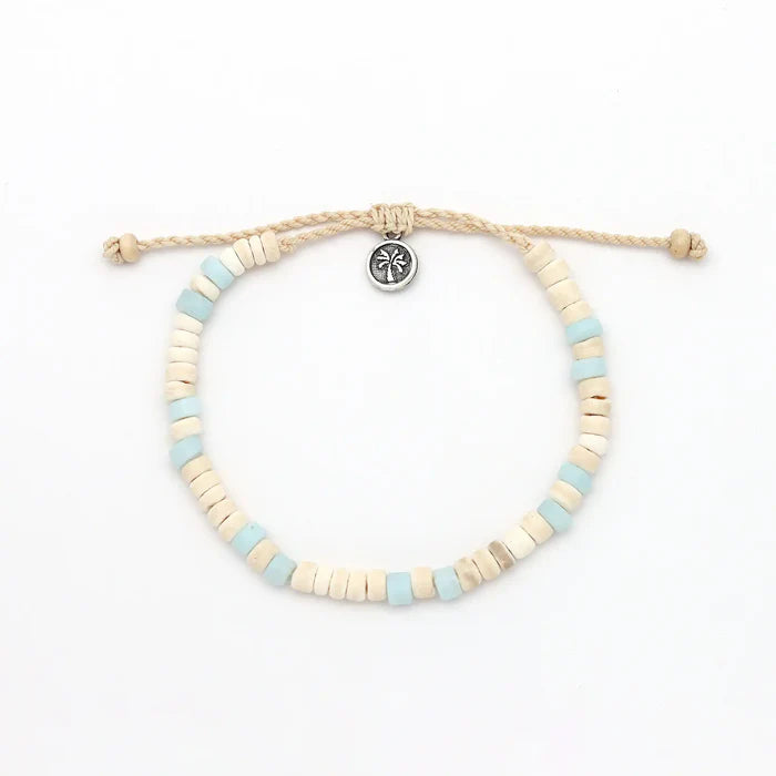 Pineapple Island Frosted Glass & Coconut Bead Anklet