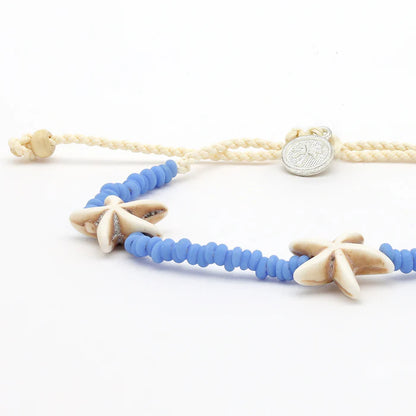 Pineapple Island Starfish Bead Bracelet - Blue