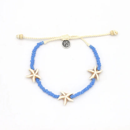 Pineapple Island Starfish Bead Bracelet in Blue