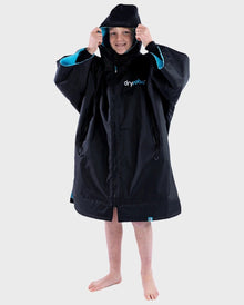 Dryrobe Advance Kids Short Sleeve Changing Robe - Age 10-14 - Black / Blue
