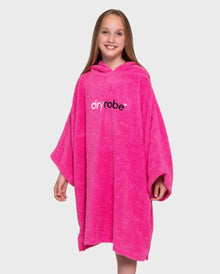 Dryrobe Kids Organic Cotton Short Sleeve Towel Robe - Pink - Age 10-13
