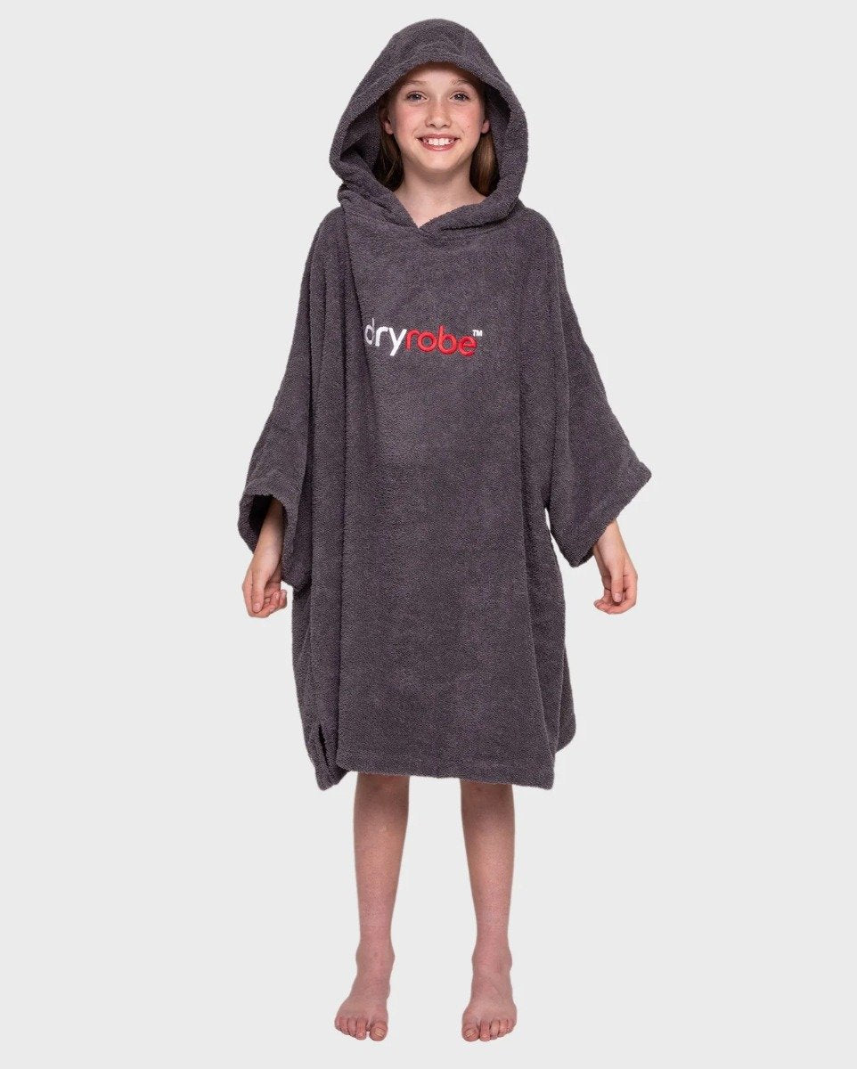 DryRobe Kids Organic Cotton Short Sleeve Towel Robe - Slate Grey