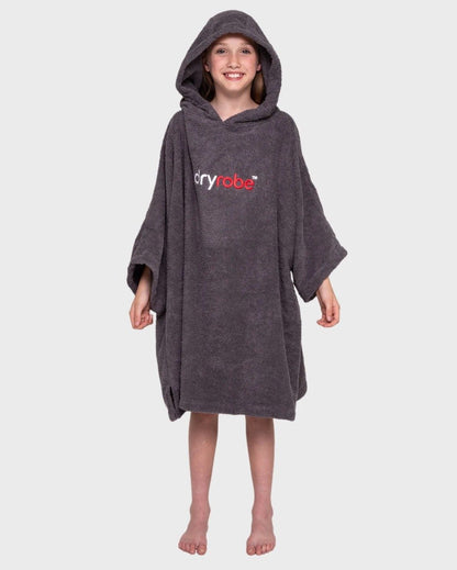 DryRobe Kids Organic Cotton Short Sleeve Towel Robe - Slate Grey